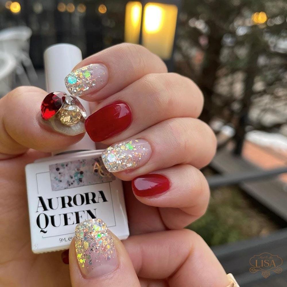 Mẫu nail ẩn xà cừ kim tuyến 