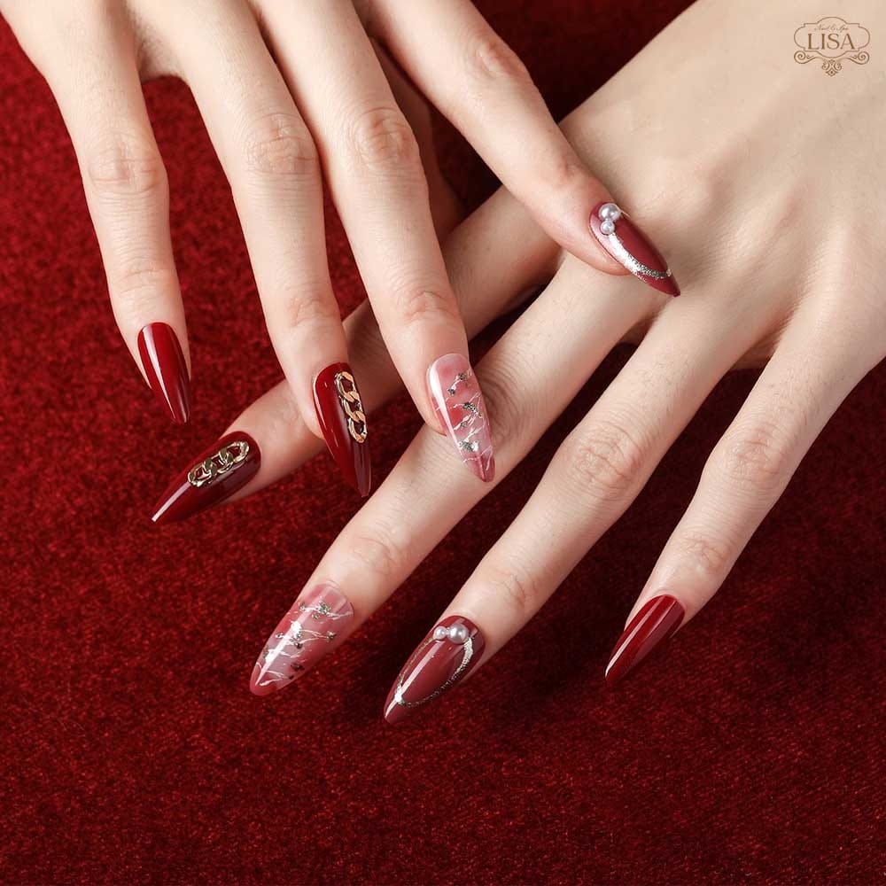 Nail ẩn xà cừ màu đỏ