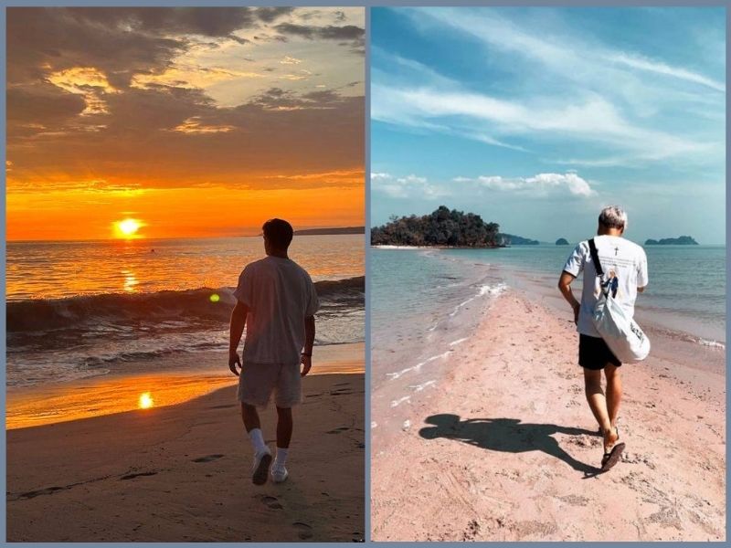 tạo dáng chụp ảnh ở biển cho nam