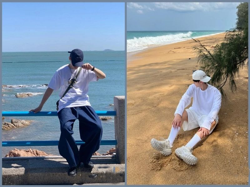 chụp ảnh đi biển cho nam