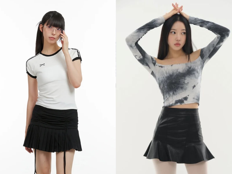 Outfit với chân váy đuôi cá dáng ngắn