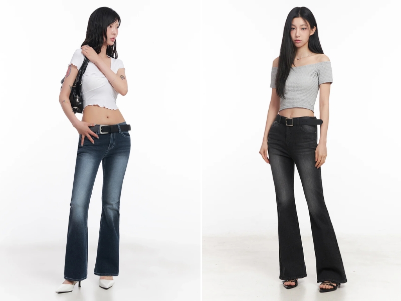 Quần ống loe phối cùng áo croptop