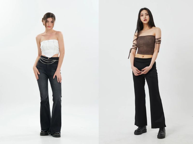 Phối quần ống loe với áo ống