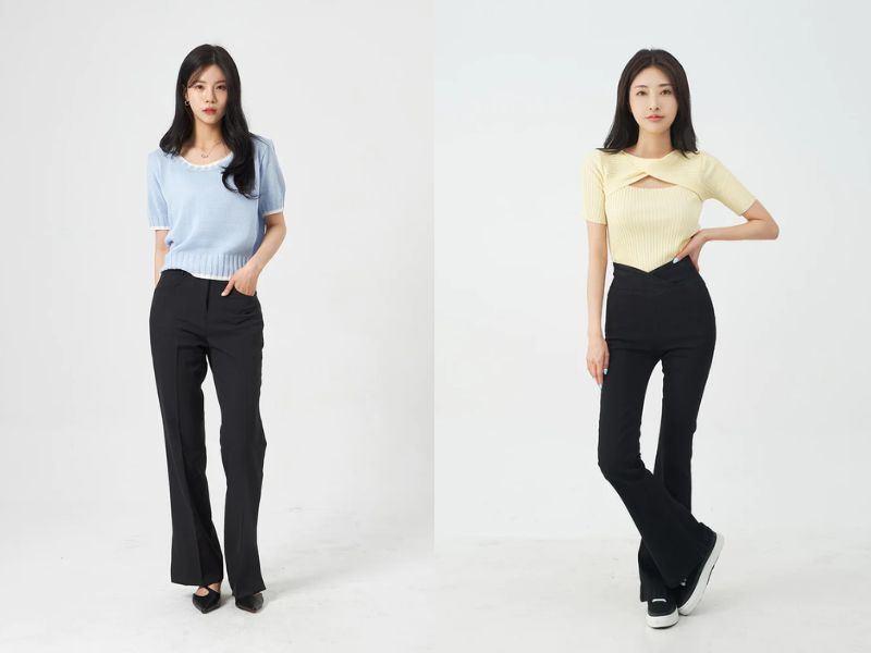 Phối quần ống loe với áo mongtoghi