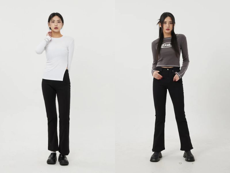 Phối quần ống loe với áo ôm