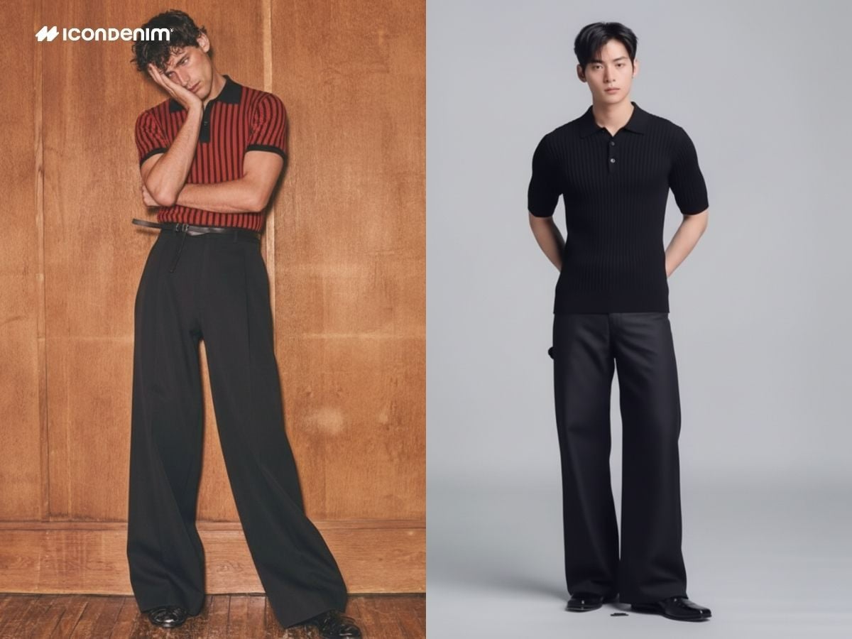 Thanh lịch với áo polo và quần ống loe đen