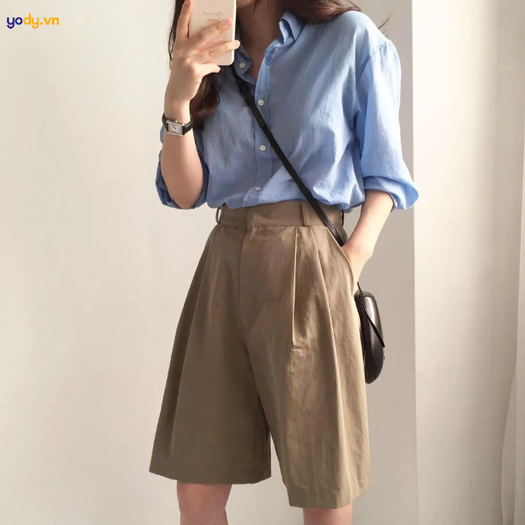 Quần short kaki tới đầu gối