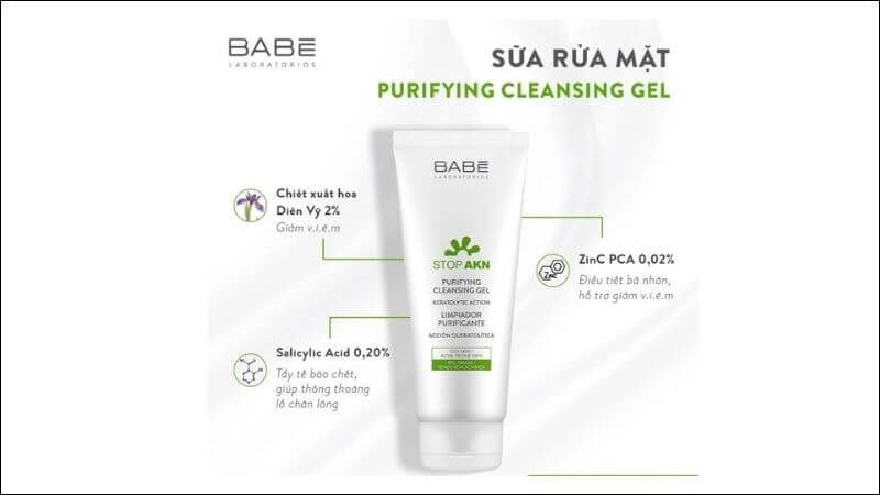 Sữa rửa mặt BABE Stop Akn Purifying Cleansing Gel