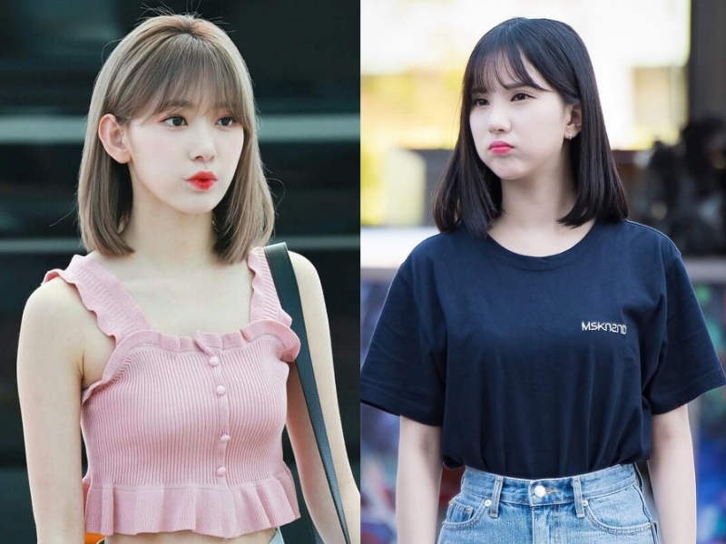 Tóc mái bằng ngang vai mặt tròn nhuộm màu sáng