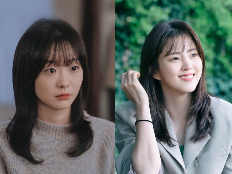 Han So-hee với kiểu tóc mái bằng cắt layer