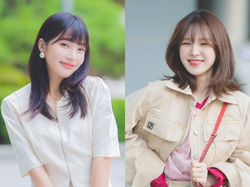 Tóc mái bằng layer kết hợp phụ kiện nhuộm nâu