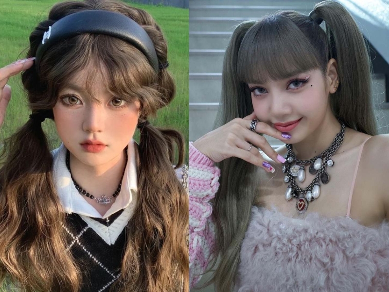 Tóc mái bằng buộc cao uốn xoăn hoặc duỗi như Lisa