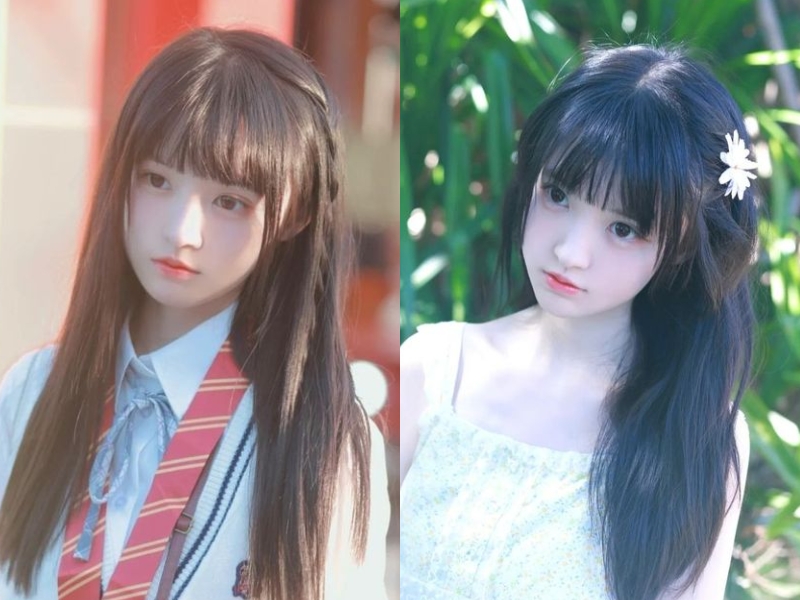 Tóc mái bằng dày nữ dài thẳng