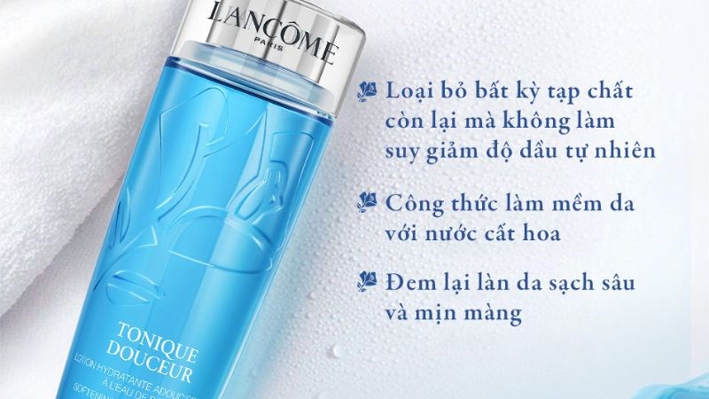 Toner Lancome Confort Tonique, công thức làm mềm da với tinh chất hoa hồng tự nhiên