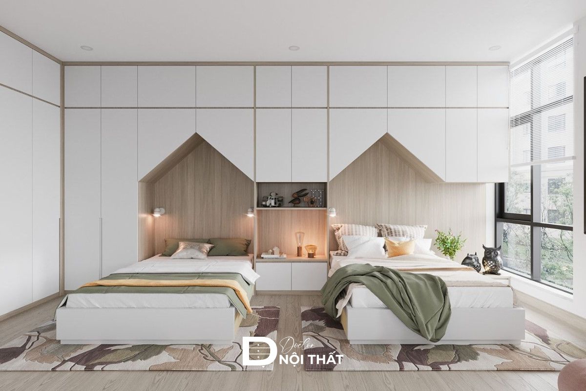 Mẫu phòng ngủ đẹp cho 2 bé gái (Nguồn: Tham khảo)