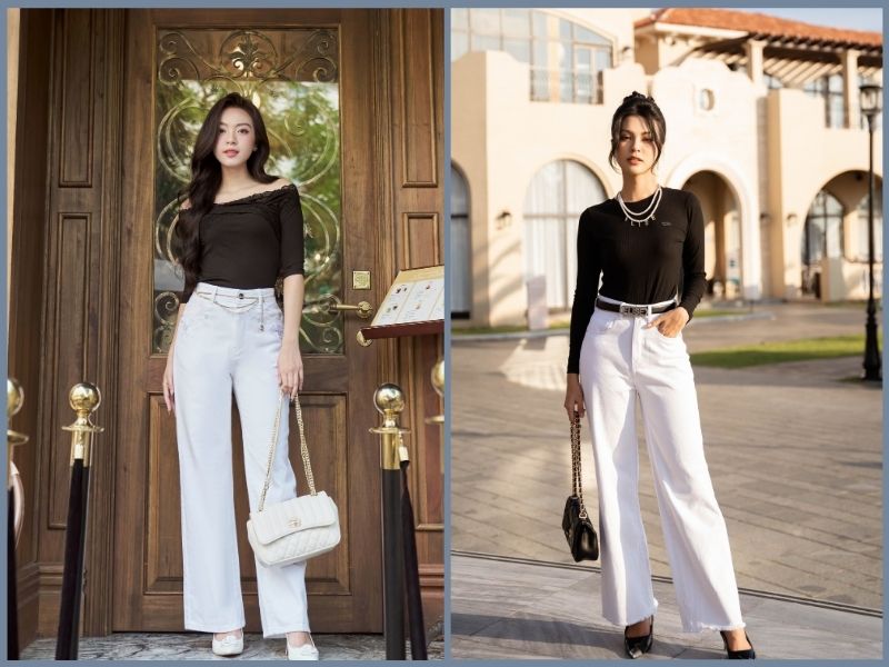 phối đồ với quần trắng nữ