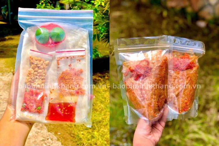 Túi zip nhỏ đựng bánh tráng trộn có kích thước đa dạng