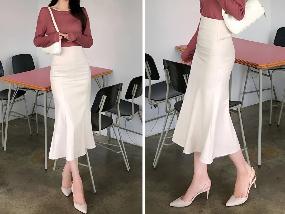 Giày cao gót chính là chân ái khi diện chân váy đuôi cá