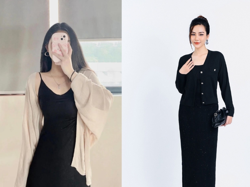 mix đồ với váy len body