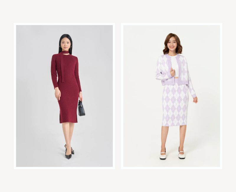 váy len body dài canifa