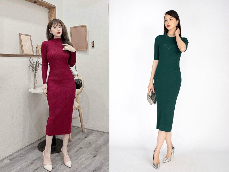 váy len body mặc với áo khoác gì