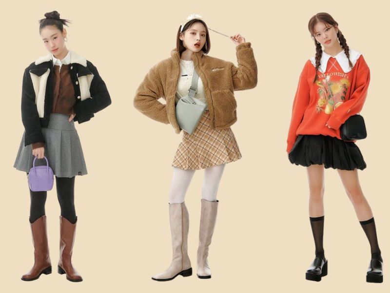 chân váy tennis cực hợp để diện với boots