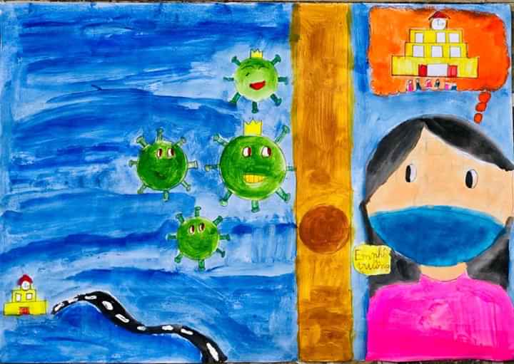 Hàng trăm học sinh cùng vẽ tranh kêu gọi cộng đồng bảo vệ sức khỏe và phòng dịch Covid-19