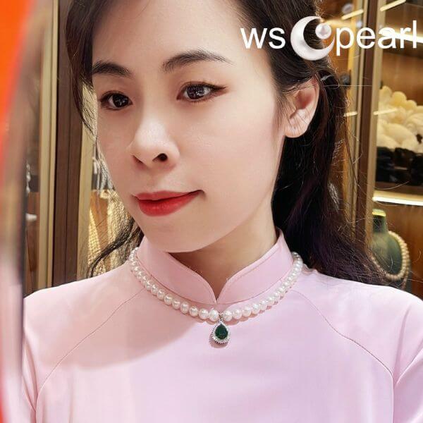 Vòng chuỗi ngọc trai mặc áo dài