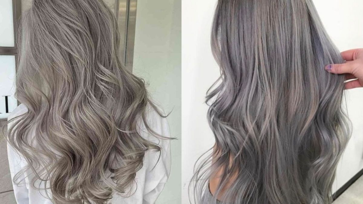 Nhuộm màu nâu xám kết hợp với highlight cực ấn tượng