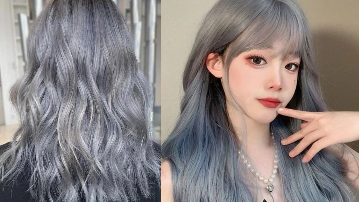 Tóc nhuộm nâu xám bạch kim cực cá tính, nổi loạn