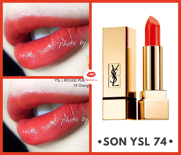Son YSL 74 Orange Electro Màu Đỏ Cam
