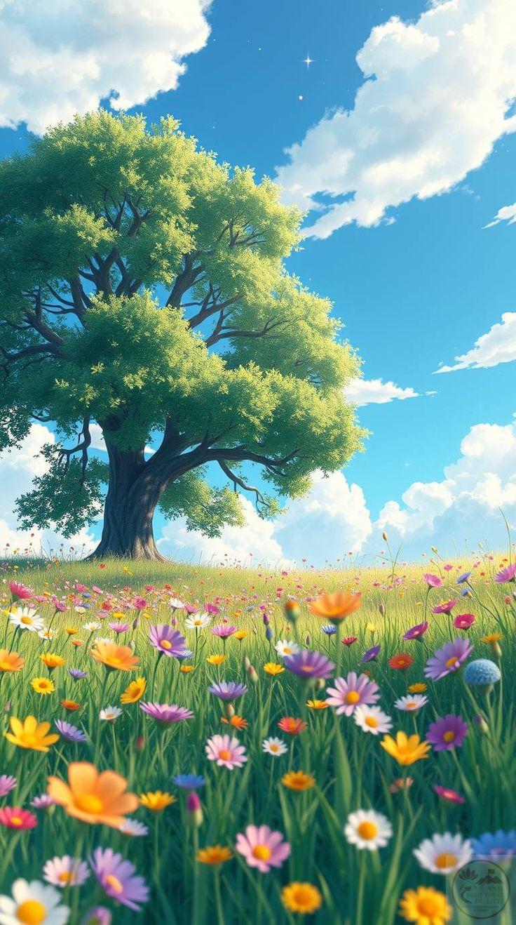 Hình dung một bức vẽ với mảng xanh lan tỏa nguồn năng lượng dịu mát