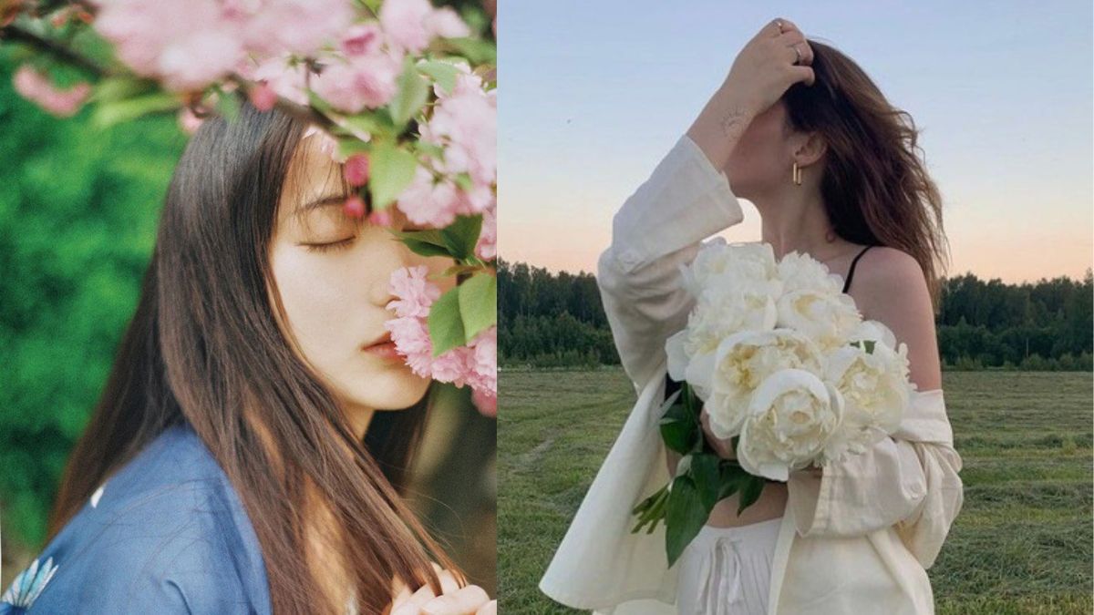 Chụp ảnh che mặt chất với hoa cực sáng tạo