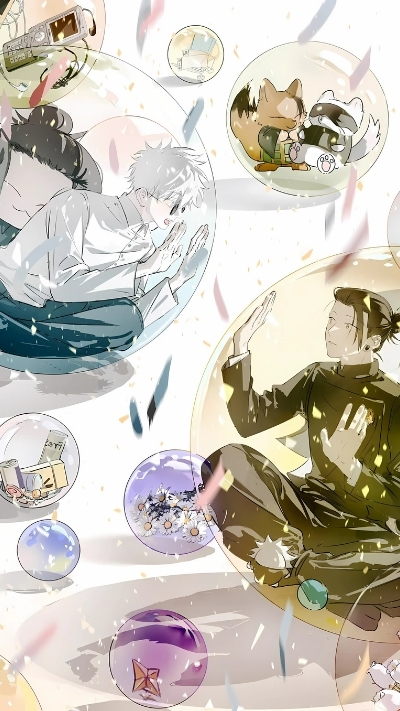 Tấm nền Gojo cùng đồng đội vui nhộn xinh xắn cho mobile