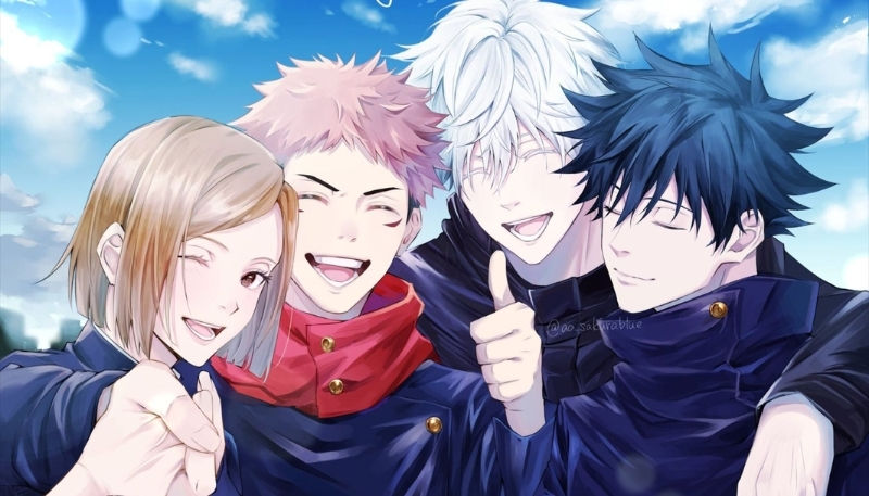 Ảnh nền Gojo và học trò dễ thương vui nhộn cho máy tính