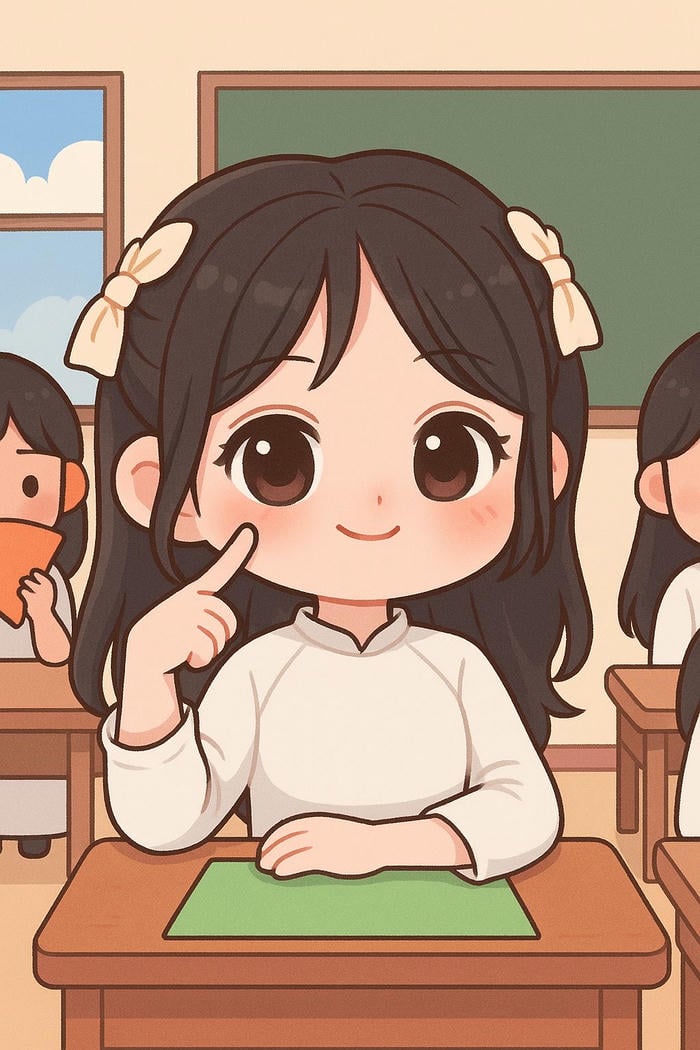 học sinh chibi cười xinh