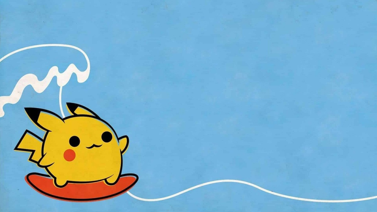 Background cute màu xanh dương có chú Pikachu đáng yêu