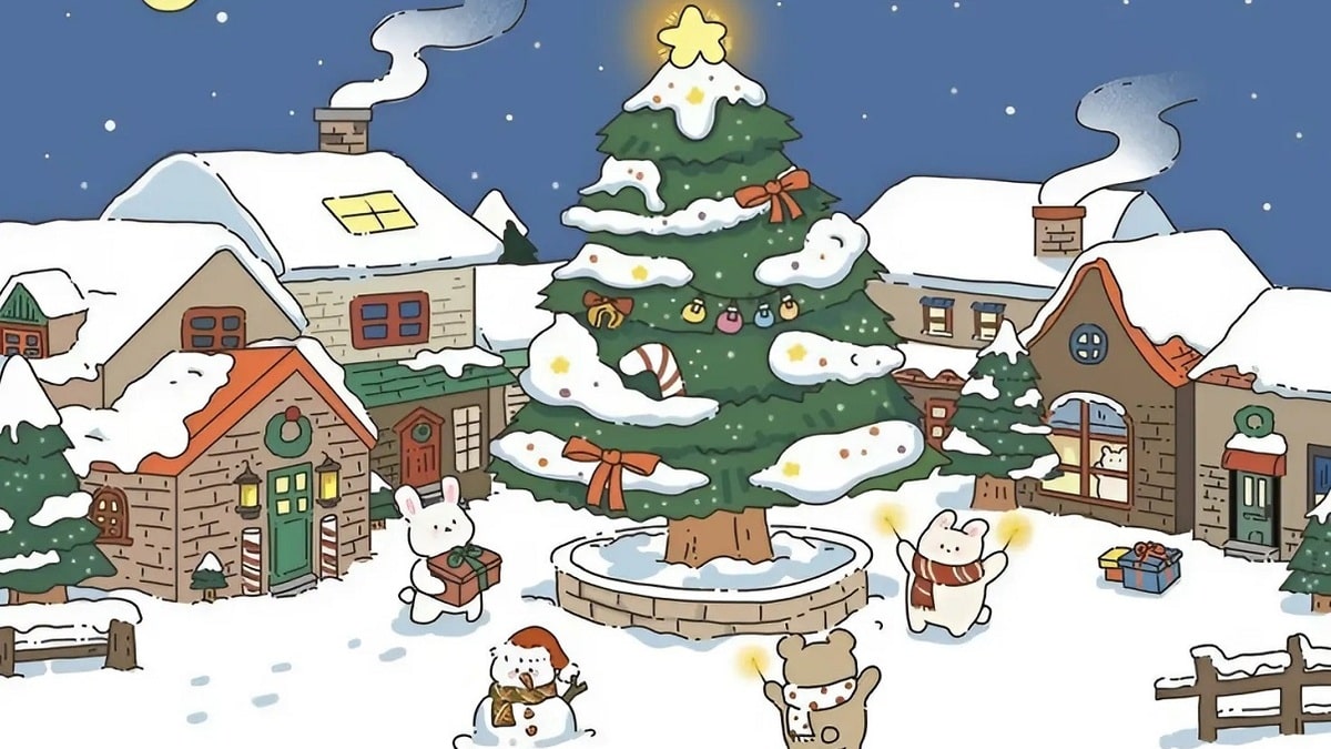 Background cute tuyết rơi mùa giáng sinh