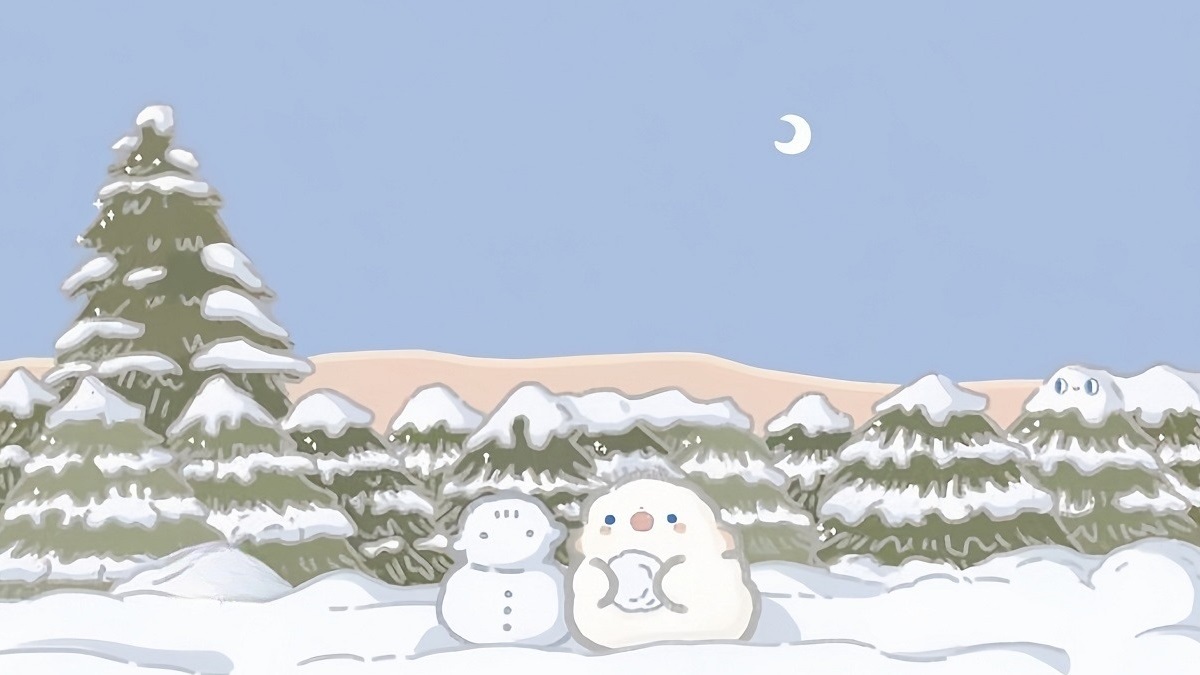 Background cute mùa đông tuyết rơi đẹp nhất