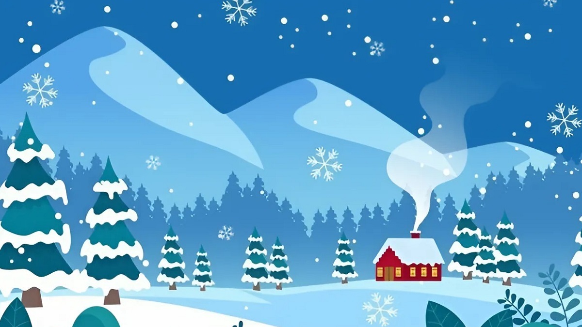 Background cute mùa đông tuyết rơi ấn tượng