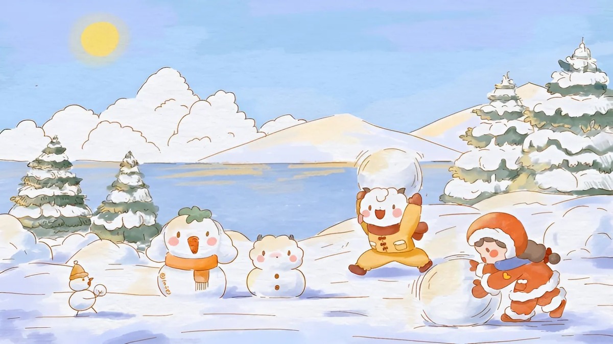 Background cute ấn tường vào mùa đông