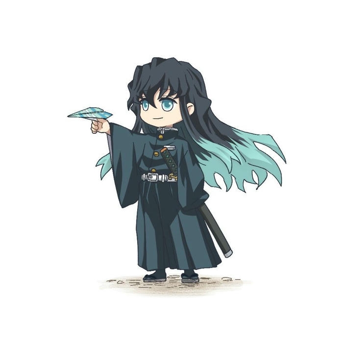 Chibi Muichirou dáng đứng phi máy bay