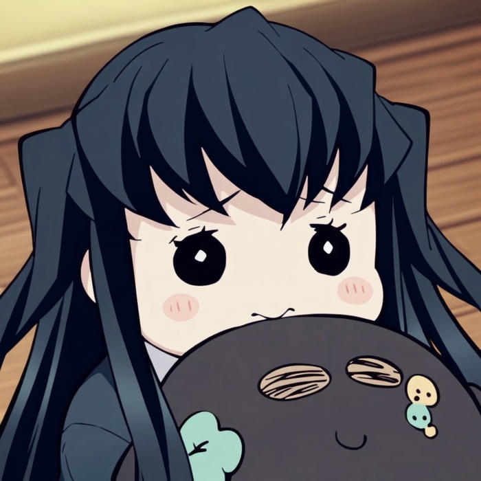 Hình Muichirou chibi đang năn nỉ