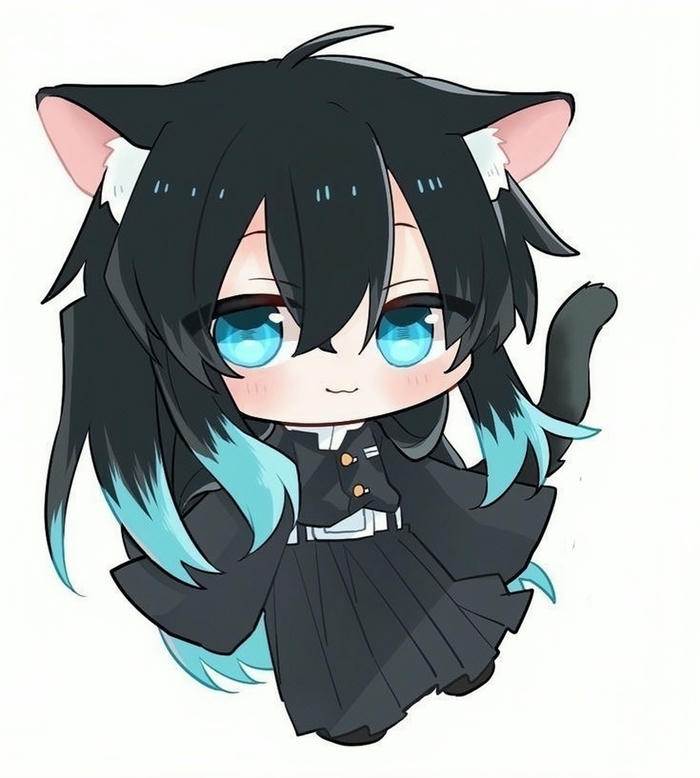 Ảnh cute Muichirou chibi nhìn yêu tai mèo