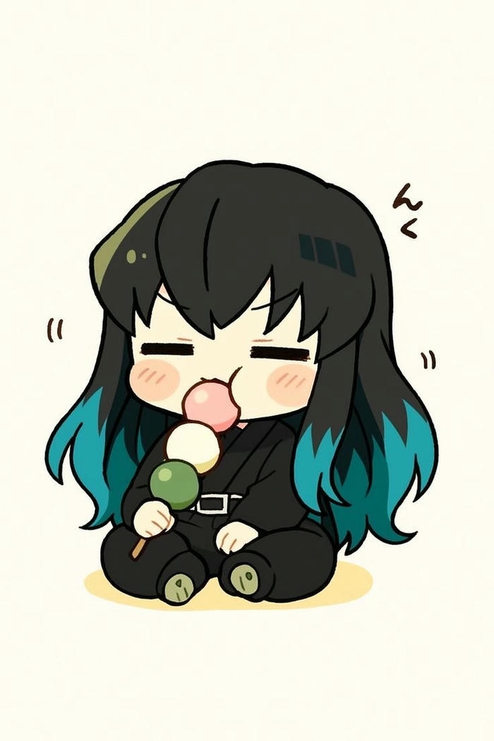 Muichirou chibi ngồi ăn ngon lành