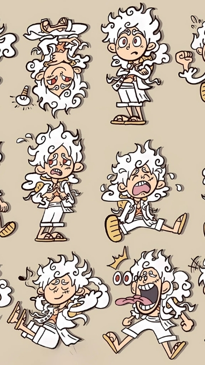 Wallpaper Luffy Gear 5 chibi Full HD