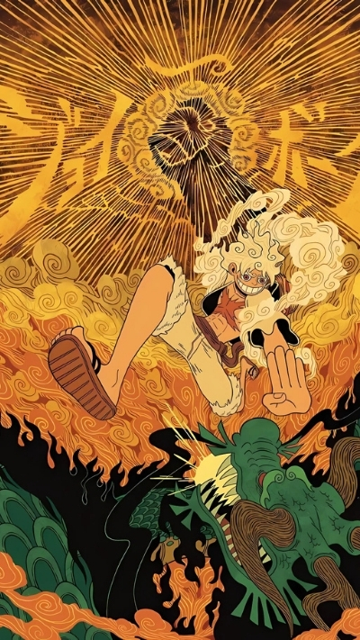 Wallpaper Luffy Gear 5 Nika 8K