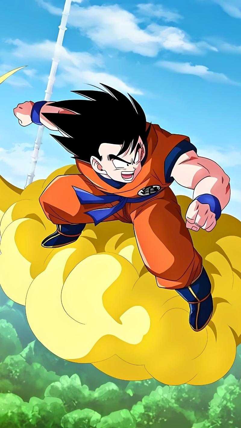 Hình nền Songoku cưỡi Cân Đẩu Vân cho PC