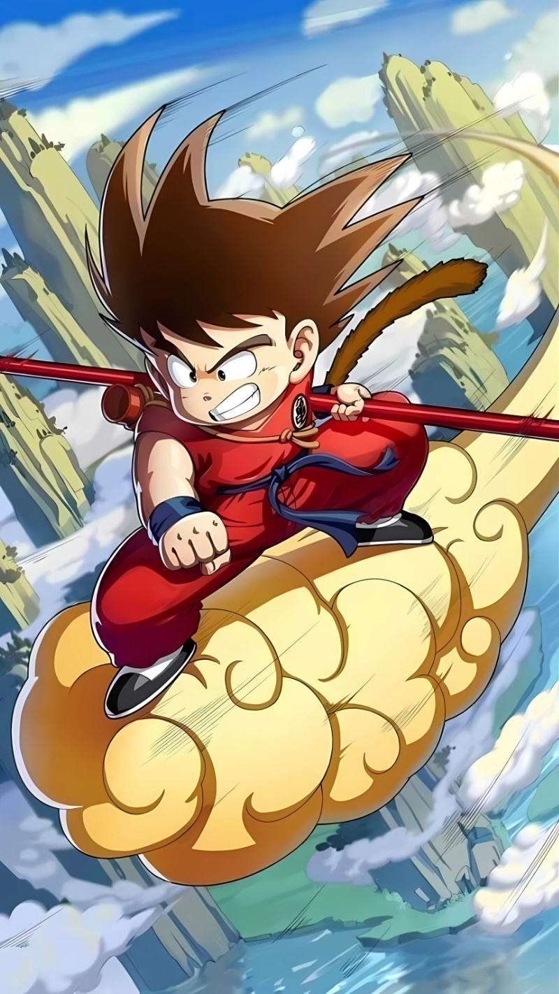 Wallpaper Songoku cưỡi Cân Đẩu Vân 4K cho desktop