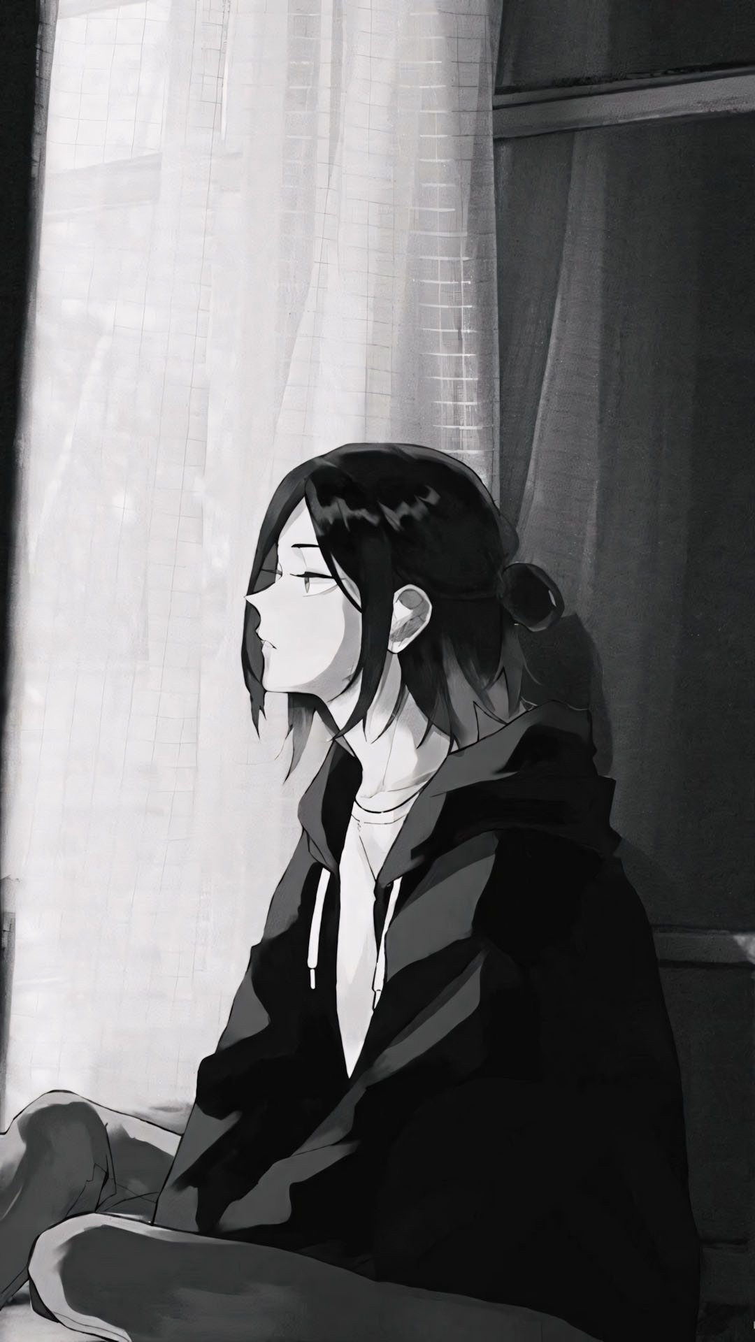 Anh anime nu trang den buon 1920px 1080px full hd 2